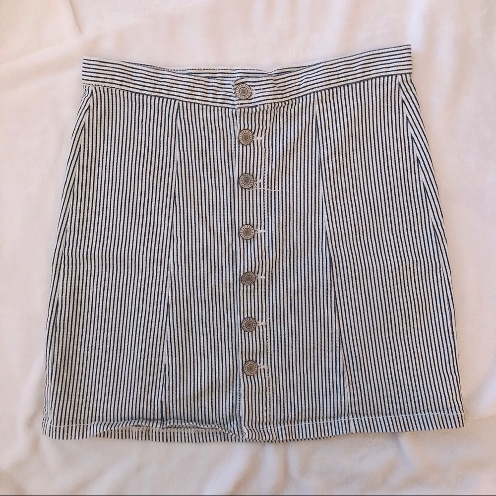 Brandy Melville Striped Button Mini Skirt